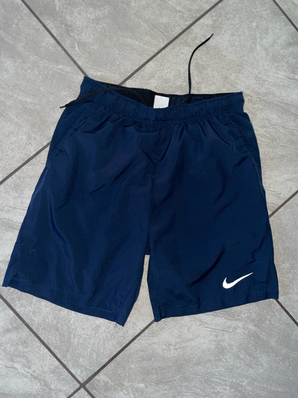 Nike Men's Navy Athletic Shorts with White Swoosh